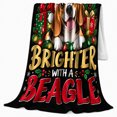 thumbnail image 2 of Cheerful Beagle Santa Hat Christmas Lights Holiday Present, Playful Pet Portrait Pattern, Warm Flannel Blanket for Living Room and Reading Nook, Dog Lovers Christmas Gift, Pet Lover Home Decor, 2 of 9