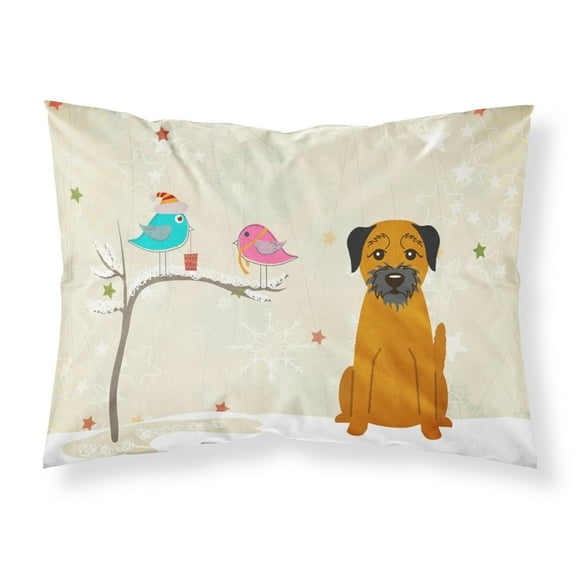 Christmas Presents between Friends Border Terrier Fabric Standard Pillowcase