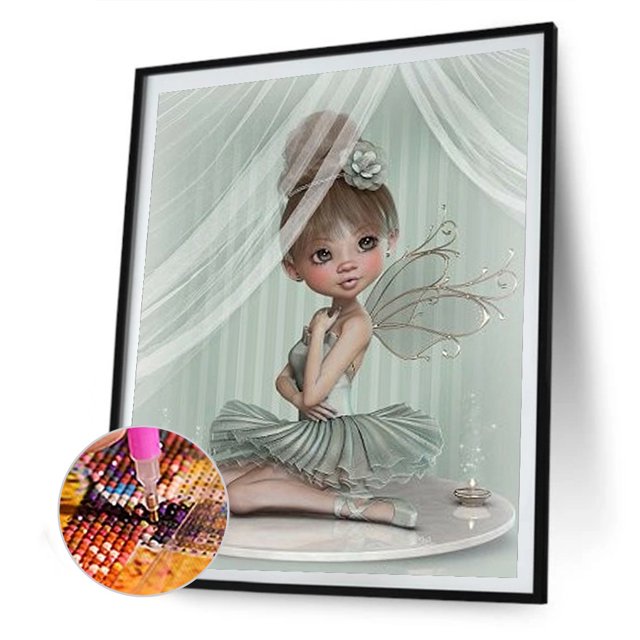 Cuadros Decorativos Chica de dibujos animados taladro redondo completo mosaico diamante pintura decoración diamantes de imitación artesanías
