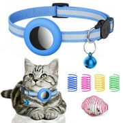 Mingwear Cat Collars with Bell Set of 6, GPS Tracker Cover Collar with Spring Toy, Cage Rat Spring Cat Interactive Toy, Adjustable Collar for All Pets Dogs and Cats