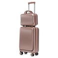 thumbnail image 5 of 2-Piece ABS Hardshell Luggage Set with Front Opening & Combination Lock, 14" Cosmetic Case & 20" Carry On Spinner Wheel Suitcase, Champagne, 5 of 27