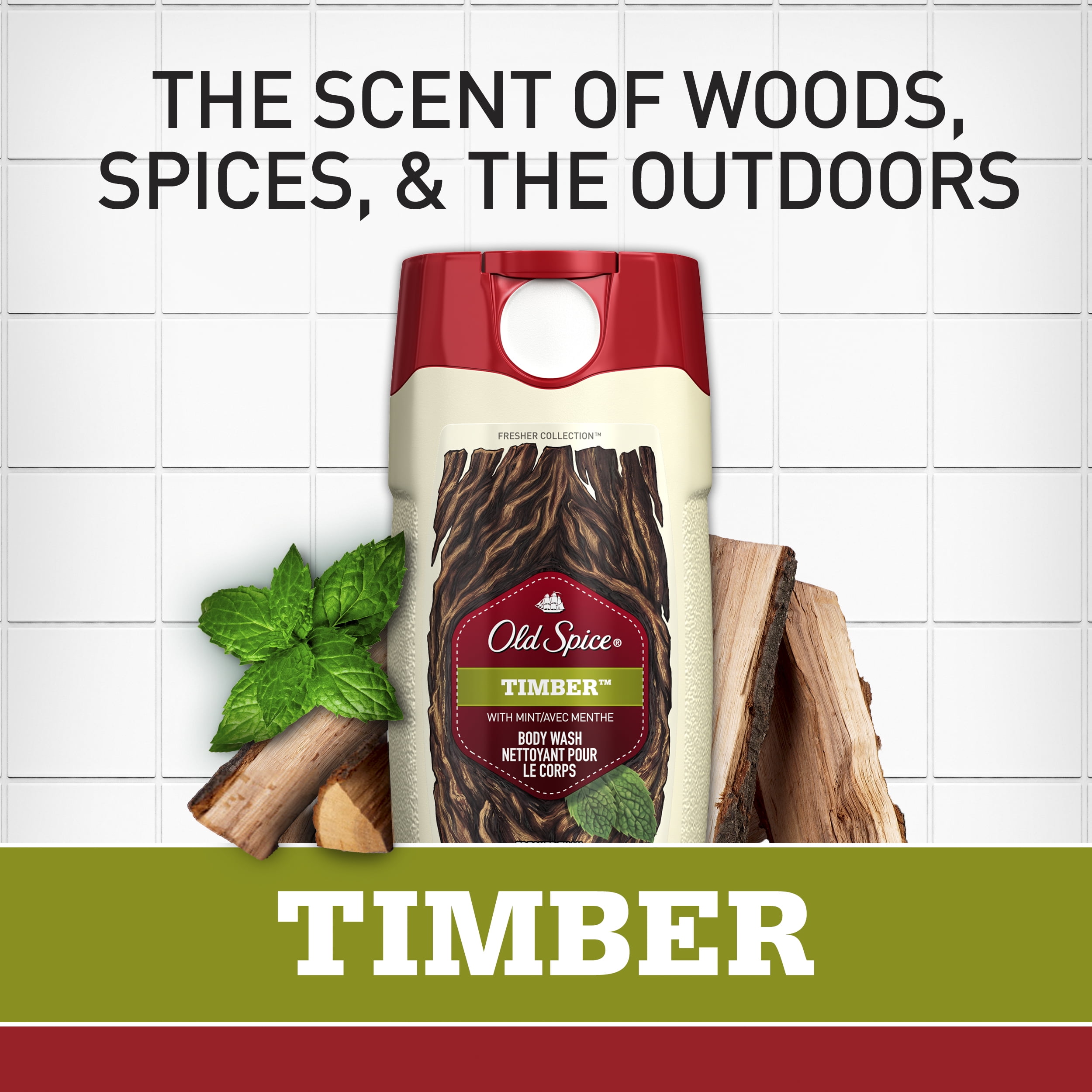 Old Spice Fresher Timber Scent Body Wash for Men, 21 oz