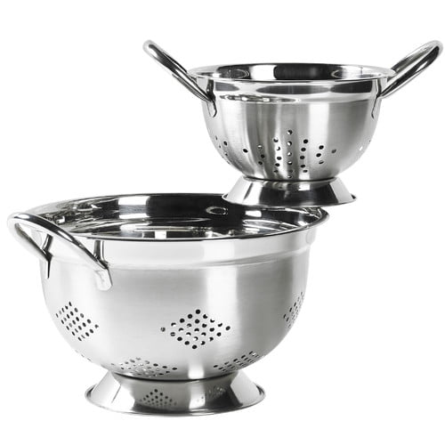 2 Piece Stainless Steel Colander Set Walmart Com Walmart Com