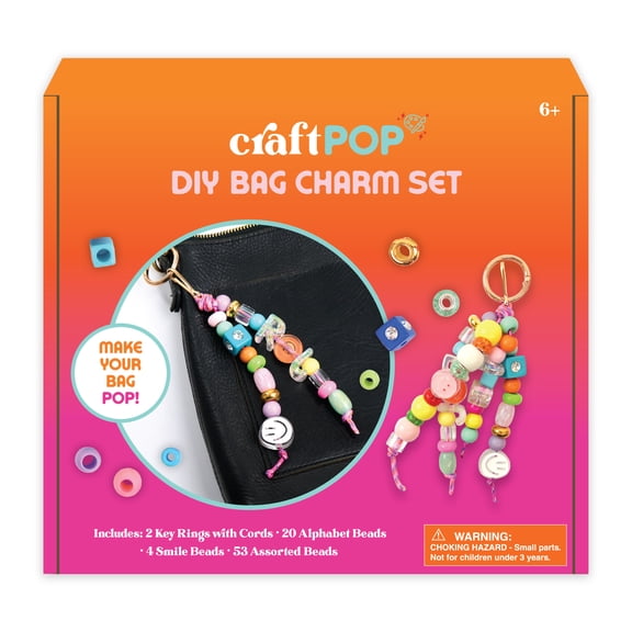Craft Pop DIY Bag Charm Kit with Alphabet Beads & Assorted Charms
