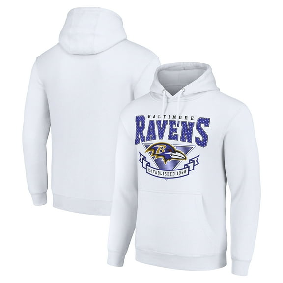 Men's Starter White Baltimore Ravens -80s Inspired Pullover Hoodie