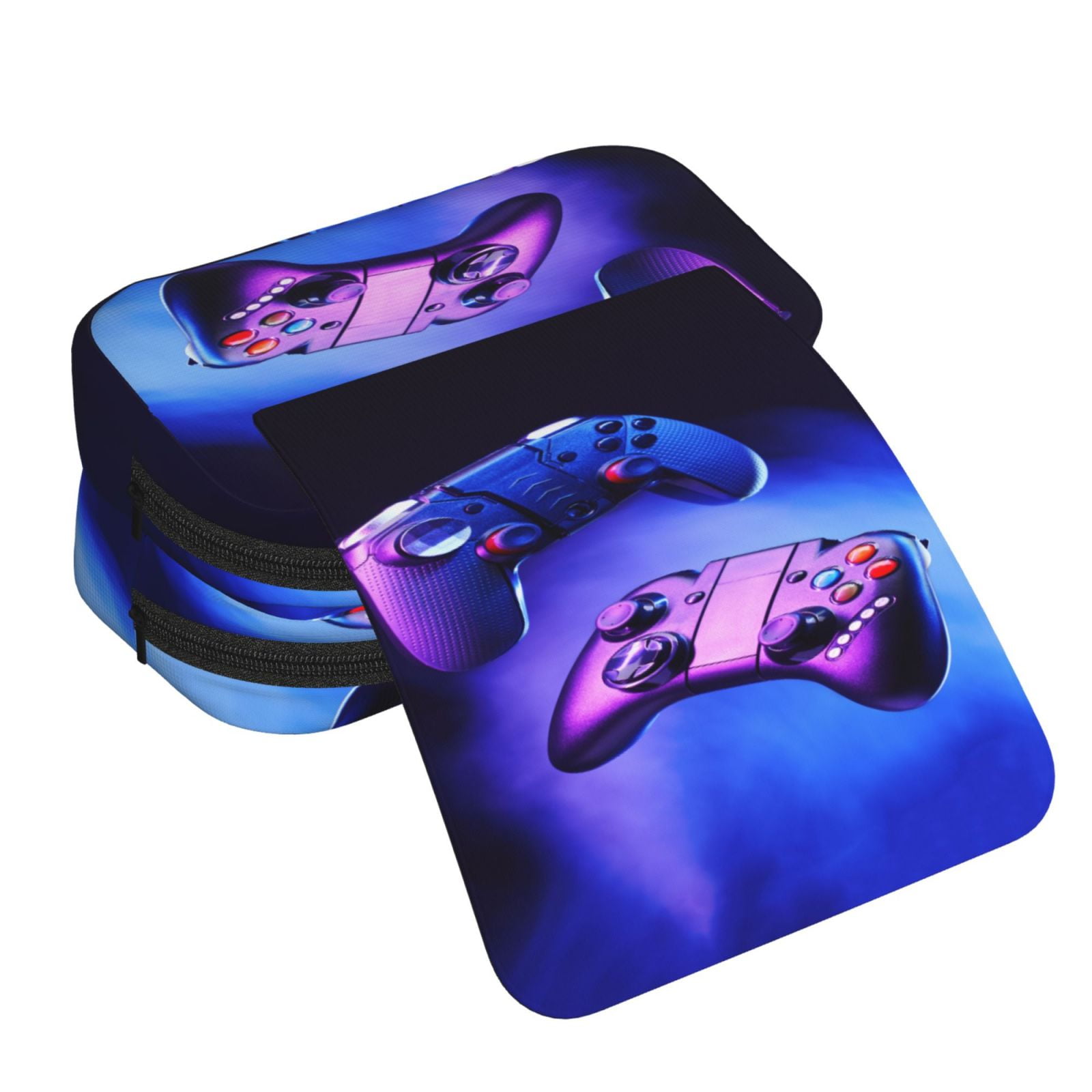 Rateoe Play Gaming Pattern Double Clamshell Pen Case, Storage Organizer with Two Zipper Compartments– Holds Up to 50 Pencils & Pens