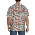 thumbnail image 3 of Honeii Pink Flamingo for Men's Short-Sleeved Button-Up Collared Shirt Featuring A Pocket, Perfect for Beach Vacations, And Travel Adventures.-Small, 3 of 5