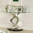 thumbnail image 2 of Furniture of America Crook Glass Top Console Table in Silver Satin Plated, 2 of 5