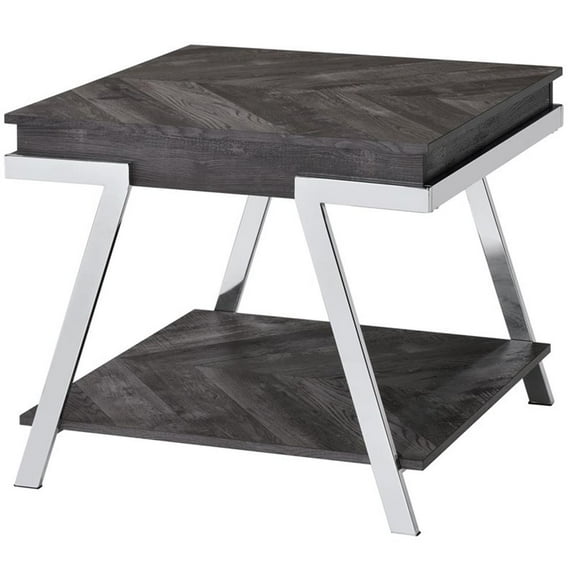 Bowery Hill Mid-Century Dark Gray Wood and Laminate End Table