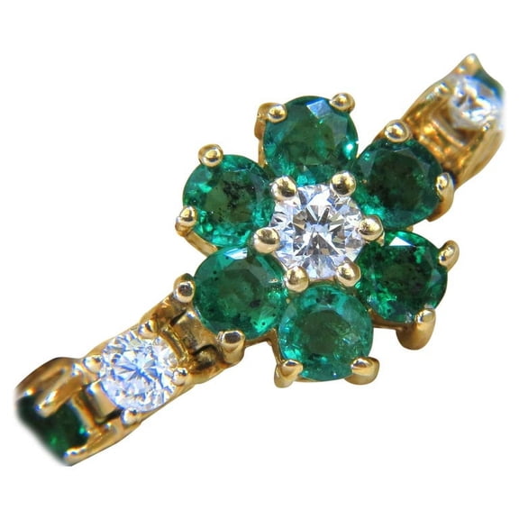5.75CT NATURAL FINE EMERALD DIAMONDS TENNIS CLUSTERS BRACELET 14KT