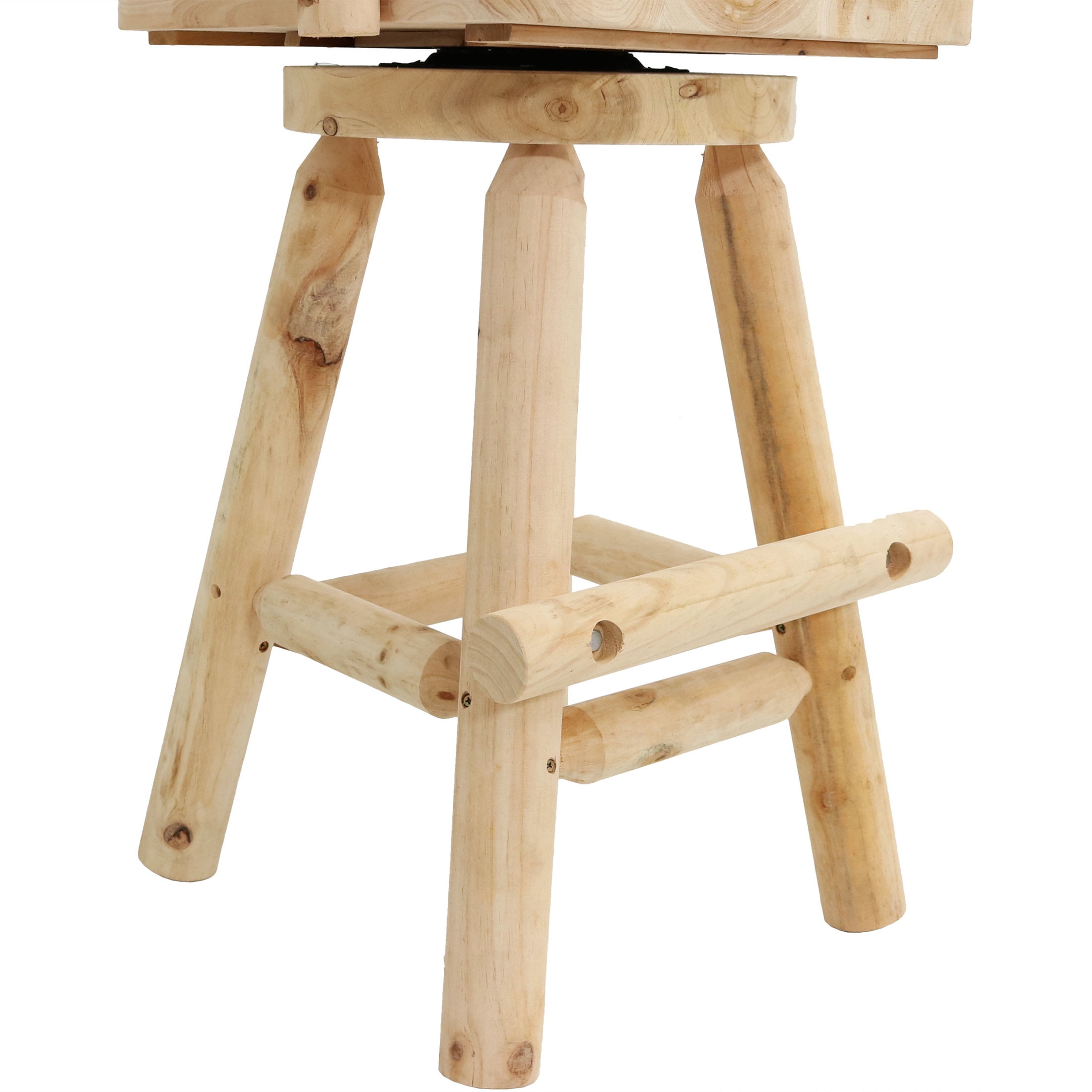 Sunnydaze Square Slat Back Rustic Log Cabin Style Bar Stool, Unfinished (Set of 2)