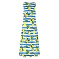 thumbnail image 4 of Robe Citron Aquarelle Été Rayures Bleues et Blanches Mode Coréenne Bohemia Longues Robes Design Moderne Maxi Grande Taille, 4 of 5