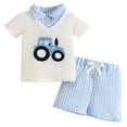 thumbnail image 2 of Rvasteizo Boys Outfits Color Lapel Short Sleeve Top and Plaid Fashion Shorts Cute 2 Piece Set for Infant Boys, 2 of 3