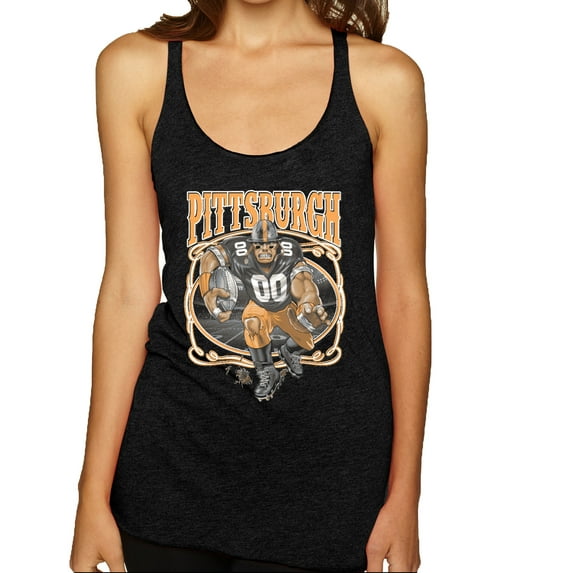 Wild Bobby, Pittsburgh Fan | Pit Fantasy Football ,Sports, Women Tri-Blend Racerback Tank Top, Vintage Black, Large