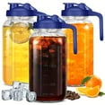thumbnail image 2 of 2/3 Pack 64 OZ Mason Jars With Lid, Glass Pitcher Double Leak Proof With Pour Spout Handle, 2 Quart Wide Mouth Breast Milk Pitcher For Fridge, Creamer Container For Coffee, Sun Tea - Blue-, 2 of 12