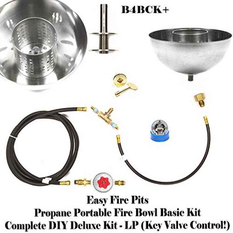 B4BCK+ 11" Complete Deluxe Propane Fire Bowl Kit w/ Key Valve On/Off
