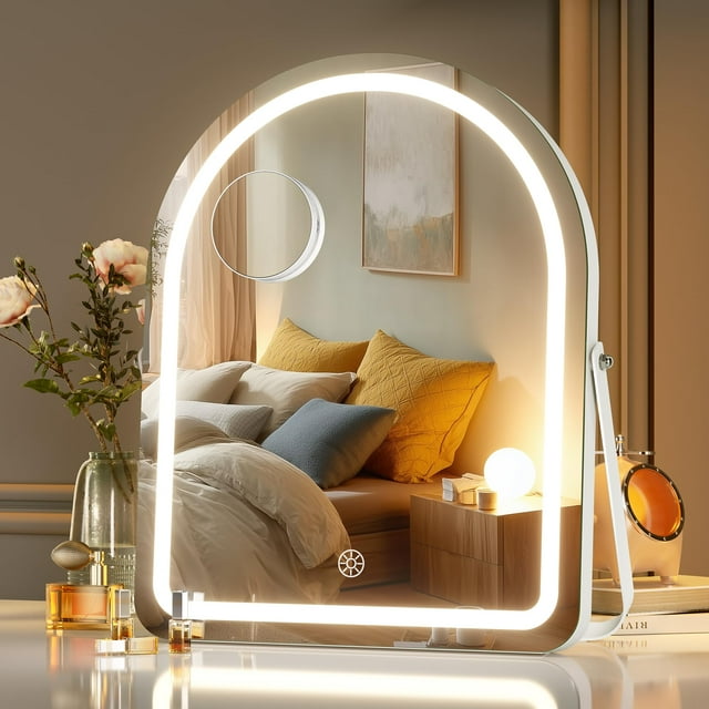 Espejo de tocador MINISO de 29 x 36 cm con luces Bluetooth con lupa 10X