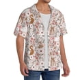 thumbnail image 2 of Balery Autumn Floral Deer Camisa Casual de Manga Corta con Botones para Hombre, Texturizada, Estilo Cubano, para Playa, Verano-Medium, 2 of 5
