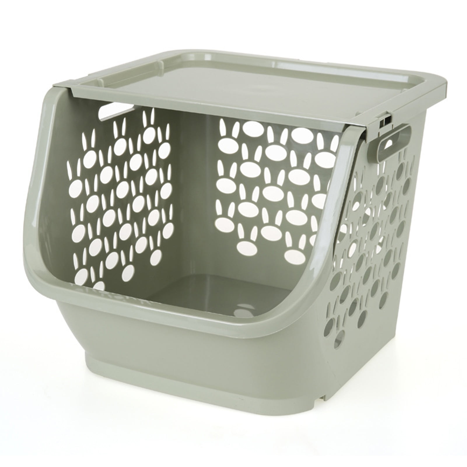 Storage Baskets with Top Lid Stackable Pantry Organization and Storage, Large Capacity Kitchen Produce Basket Bins for Fruits, Vegetables, Potatoe, Cans, Onion and Snacks