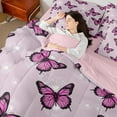 thumbnail image 4 of Manfei Romantic Butterfly Bedding Comforter Set 7-Piece, Retro Flower Floral King Bedding Sets, Teen Kid Child Adult Reversible Bed Sheets, Luxury Bedroom Decor, 4 of 7
