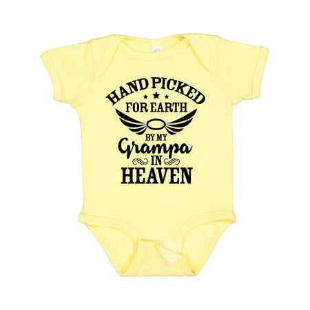 

Inktastic Handpicked for Earth by My Grampa in Heaven with Angel Wings Gift Baby Boy or Baby Girl Bodysuit