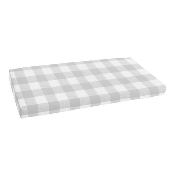 Sorra Home Grey Buffalo Plaid Indoor/Outdoor Bench Cushion, Bristol
