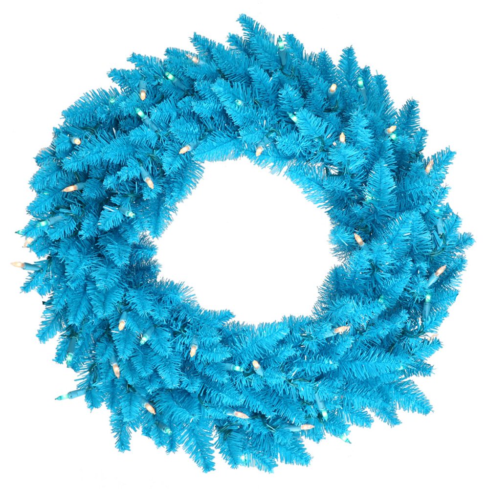 Vickerman 28322 36" Sky Blue 100 Sky Blue Lights Christmas Wreath