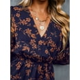 thumbnail image 3 of Women'S Mini Dresses Casual Spring V Neck Chiffon Long Peasant Sleeves Flowy Summer Dress  L, 3 of 7