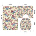 thumbnail image 3 of Pioneer Flower Floral Print Pattern Bathroom Rugs Sets 3 Piece,Toilet Cover Set,Absorbent Non Slip Bathroom Mats Sets with U-Shaped Contour Rug Toilet Rug Set, 3 of 5