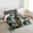 thumbnail image 3 of Castle Fairy Leopard Print Twin Comforter Sets,Brown Teal Bedding Set, 3 of 8