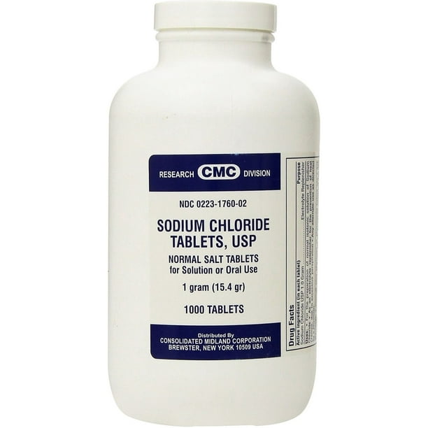 CMC Sodium Chloride Tablets, 1 g, 1000 Count