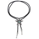 thumbnail image 1 of Corbata de bolo occidental con cuentas turquesas y estrella, cordón trenzado de cuero sintético. Plata antigua, 1 of 6