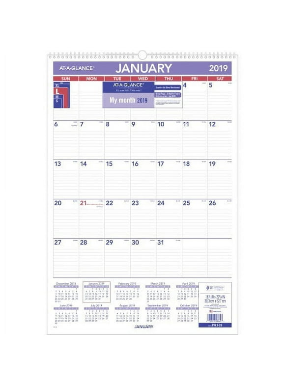 At-A-Glance Recycled Monthly Wall Calendar Julian Dates - Monthly - 1 Year - January 2022 till December 2022 - 1 Month Single Page Layout - 15 1/2" x 22 3/4" Sheet Size - 2.06" x 3.31" Block - Wire Bo