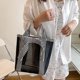thumbnail image 4 of Bolso tote de malla transparente para mujer | Bolso de hombro de nailon con aberturas | Bolso de viaje y compras de gran capacidad | Negro (S, M, L), 4 of 6