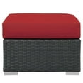 thumbnail image 3 of Bowery Hill Contemporary Aluminum and Rattan Patio Ottoman in Canvas/Red, 3 of 3