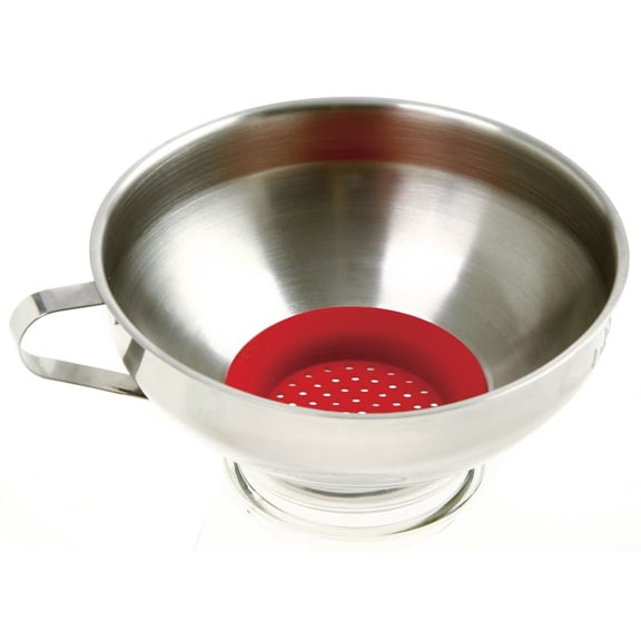 Norpro Stainless Steel Wide Mouth Canning Funnel w/ Removable Silicone Strainer