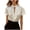 White, variant on Lopecy-Sta Womens Blouses Dressy Pullover Solid Color Satin Shirt Short Sleeve Solid Blouse Twist Knot Casual Loose Tops