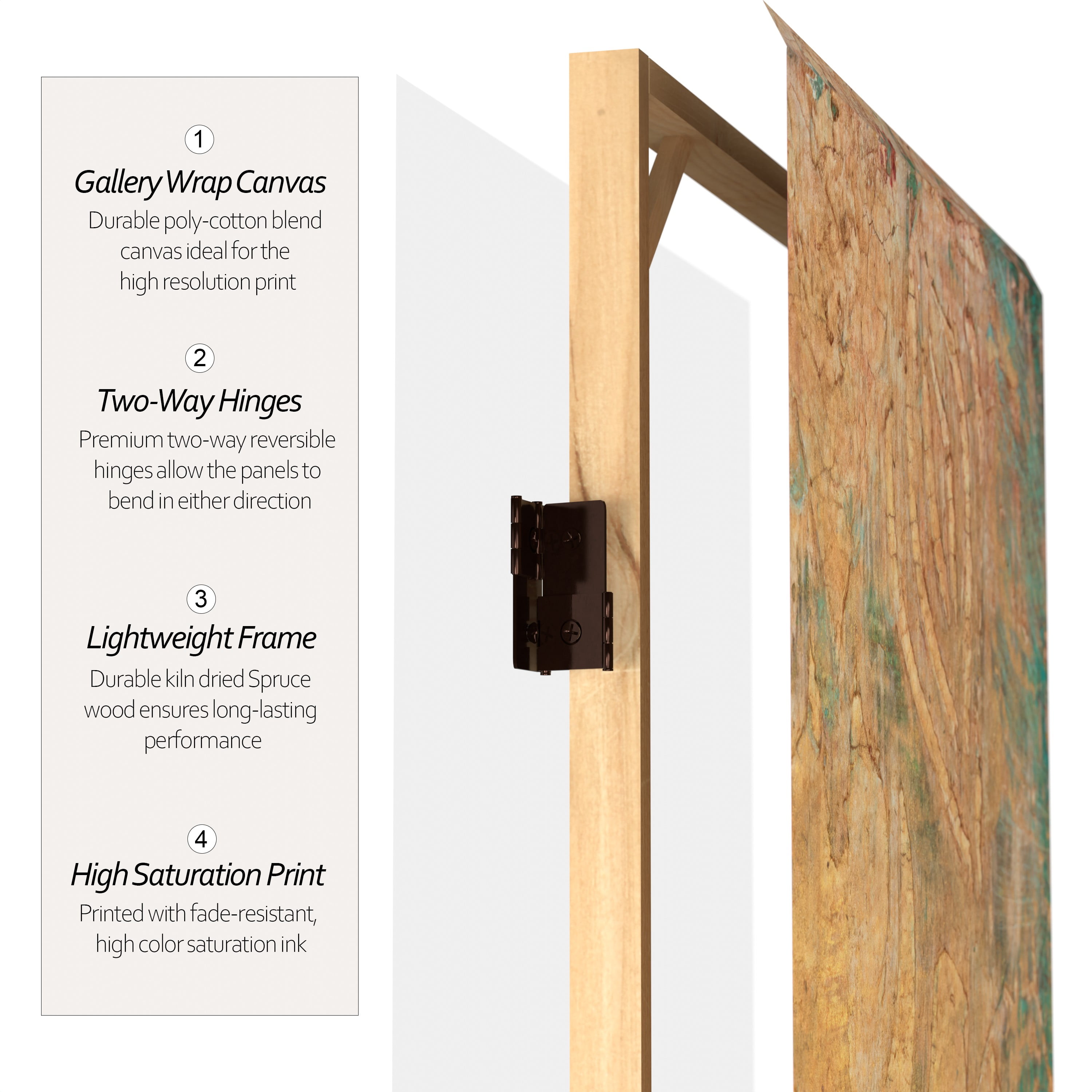 6 ft. Tall Double Sided Brass Blossoms Canvas Room Divider