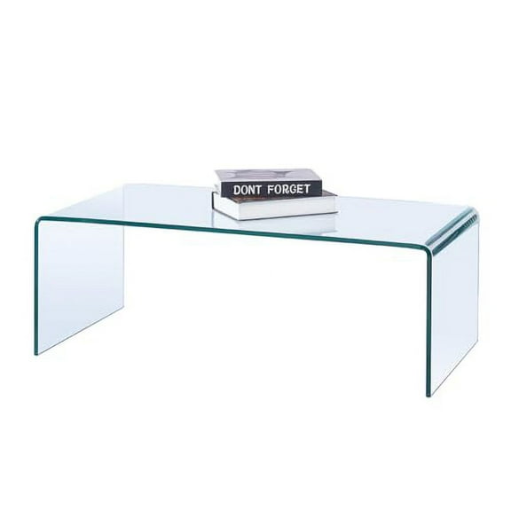 Glass Coffee Table, Modern Clear Tables for Living Room, Small Rectangle Tempered Glass Waterfall Sofa End Coffee Tables 39.4" x 19.7" x 13.78"H