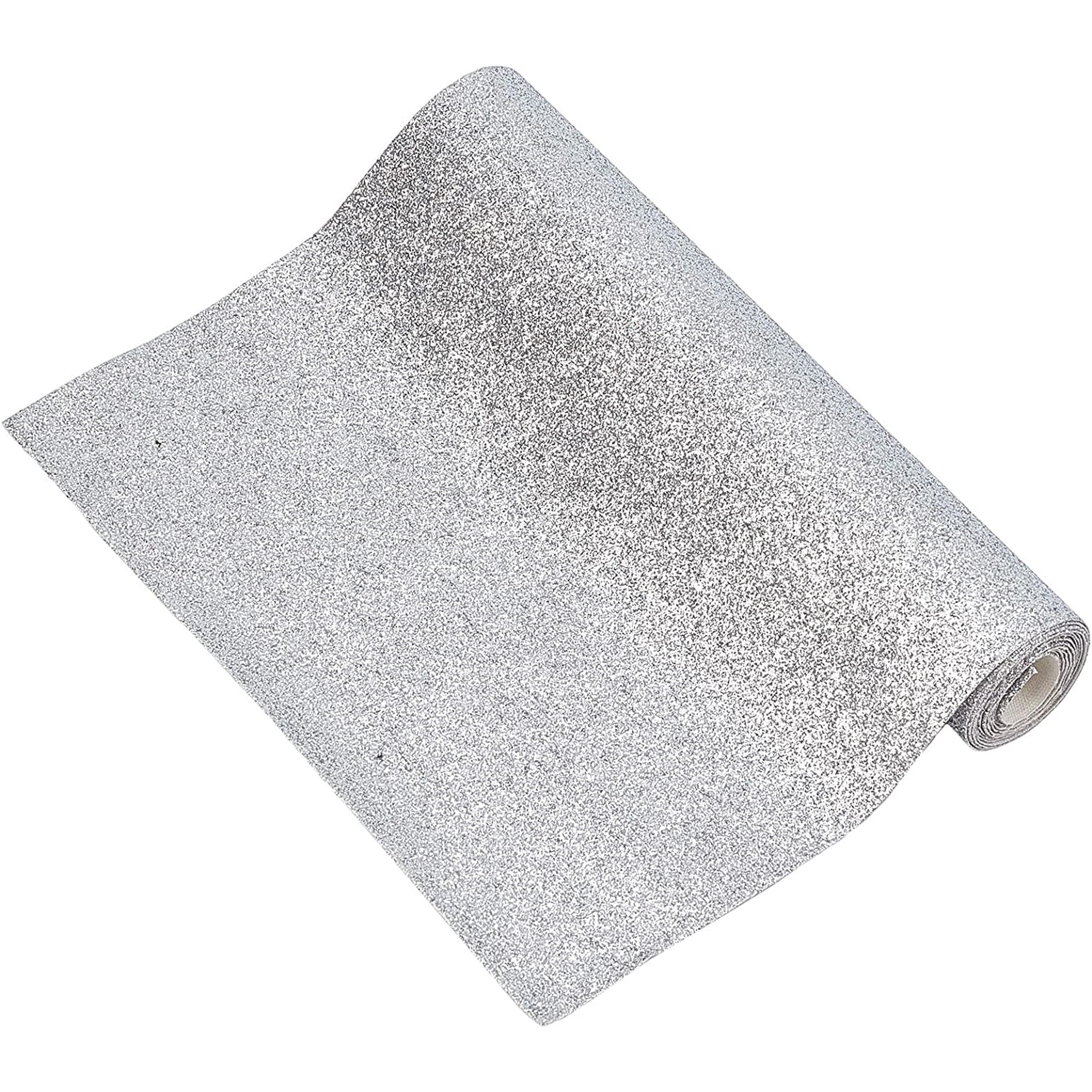 53 x 8.3 Inch Glitter Leather Sheets Shiny Faux Leather Chunky Glitter Fabric Sheets Canvas for Hair Bows Jewelry Making DIY Sewing Crafts Silver DIY