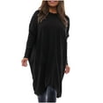 thumbnail image 2 of Ashirexll Midi Dresses for Women, Womens Winter Dresses, Solid Color Plus Size Crew Neck Fitting One Size Tunic With Pockets, 2 of 7