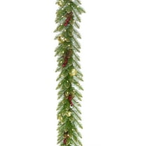 9 ft. Pre-Lit Artificial Christmas Garland, Green, Dunhill Fir®, Gold Glittered Pine Cones