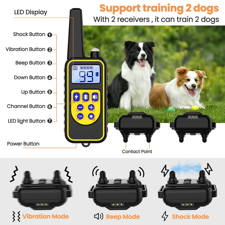 Dog Training Collar Dog Shock Collars for 2 Dogs with 2 Receiver