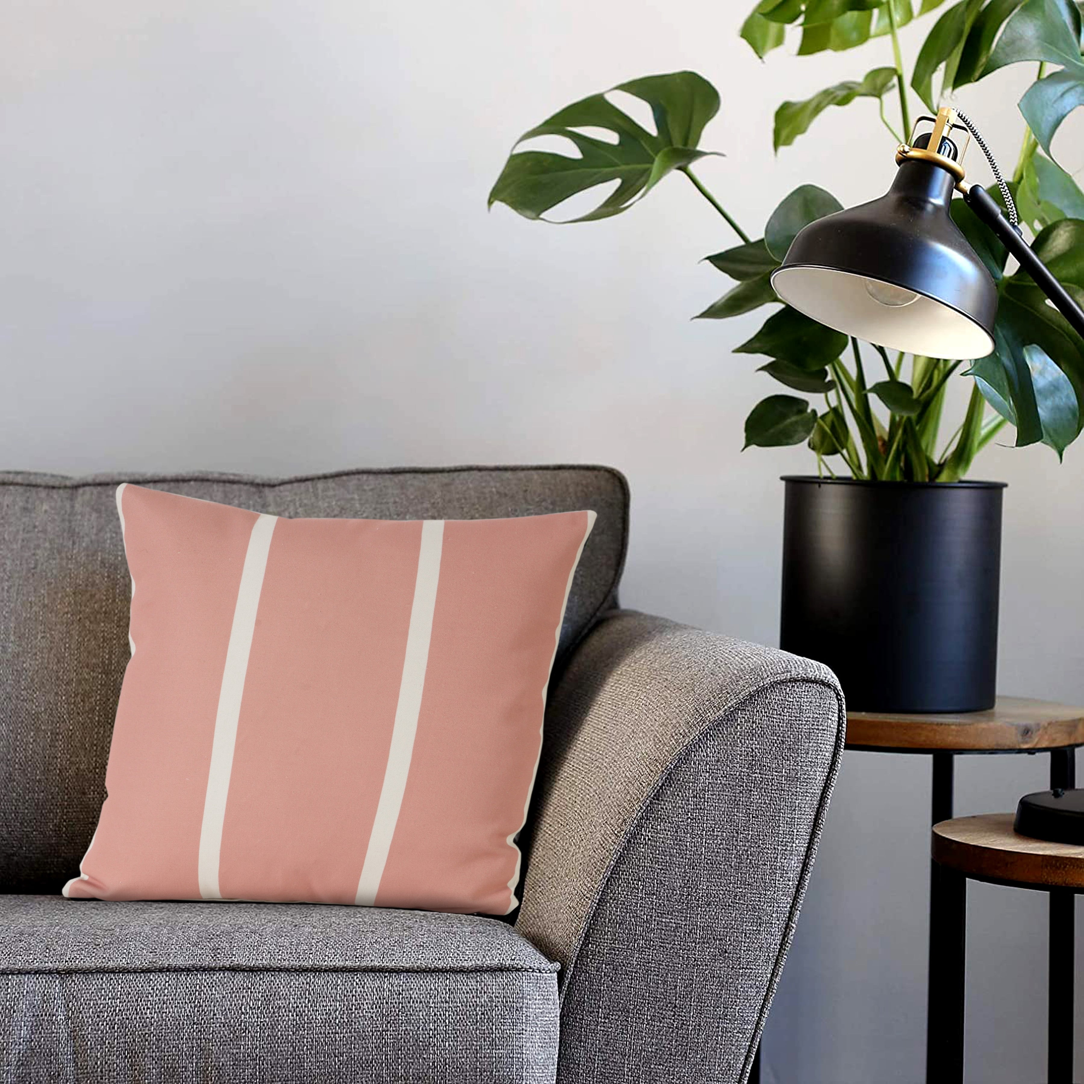 Ox Bay 20" x 20" Hand-Woven Pink/ White Stripe Recycled P.E.T Yarn Pillow Cover