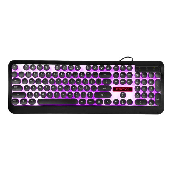 Yeacher USB Wired Gaming Keyboard Steampunk Keyboard Backlit Retro Round Keycap Metal Panel 104 Keys for PC Laptop