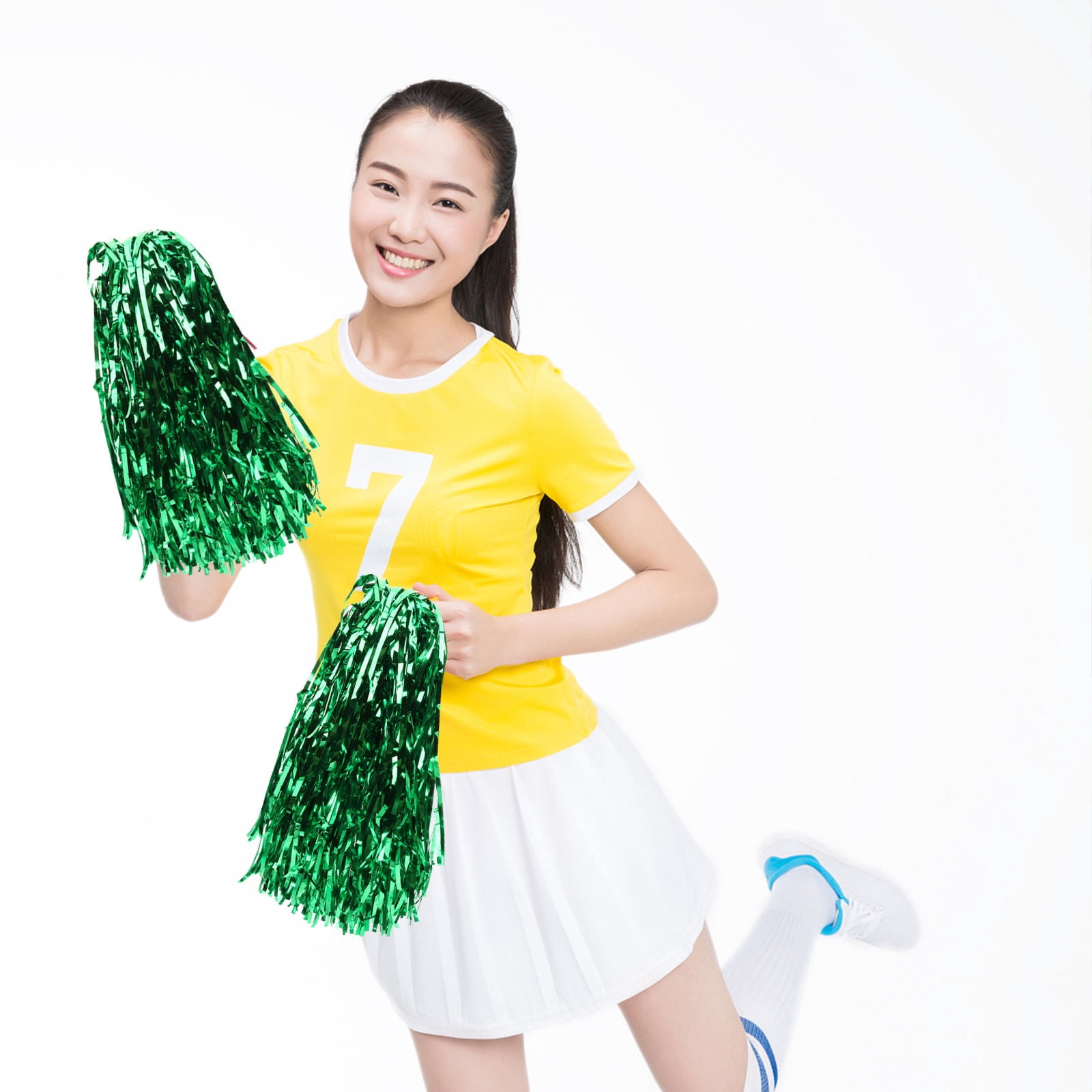 HOOWIFFY 24 Pcs PET Cheerleader Pom Poms with Handle, Assorted Colors for School Spirit, Dance, and Sports Events