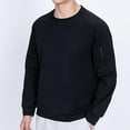 thumbnail image 2 of ZCFZJW Long Sleeve Athletic Workout Sweatshirts for Men Big and Tall Regular Fit Casual Solid Color Crewneck Pullover Tops with Zipper Pockets Black XXXXL, 2 of 8