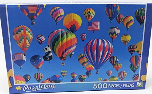 Lot Of 2 500 Puece Puzzlebug Puzzles Italy Island And Hot Air Balloons Over Alps 