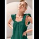 thumbnail image 4 of Conjunto de Pijama de Algodón de Dos Piezas para Mujer, con Volantes y Pantalones Cortos Informales, para Verano. Verde L, 4 of 8