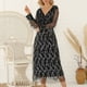 thumbnail image 2 of Vestido Largo de Noche de Encaje Con Lentejuelas Y Cuello en V de Manga Larga Para Mujer Odeerbi  ODB115249, 2 of 9